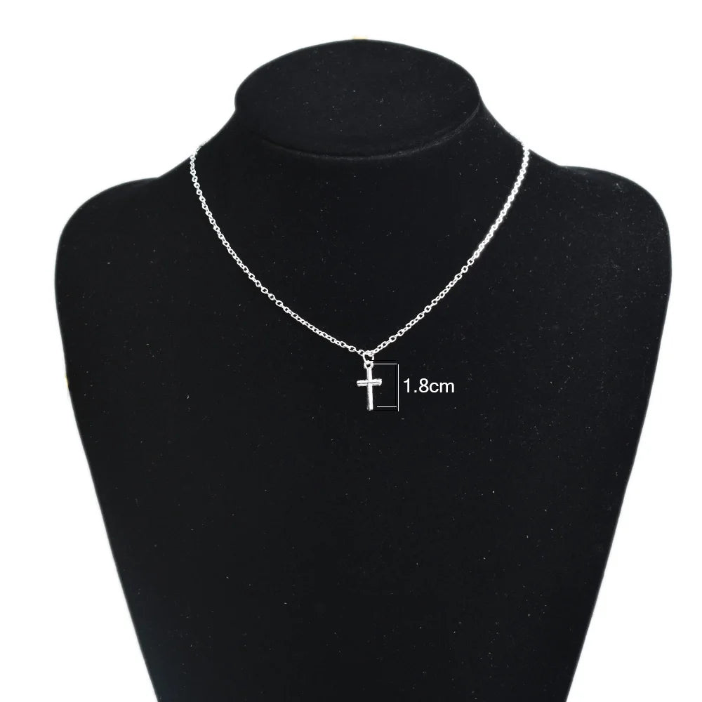 Simple Cross Pendants Necklaces Women Silver Color Chain Choker Necklace Female Bohemian Metal Jewelry bijoux collares