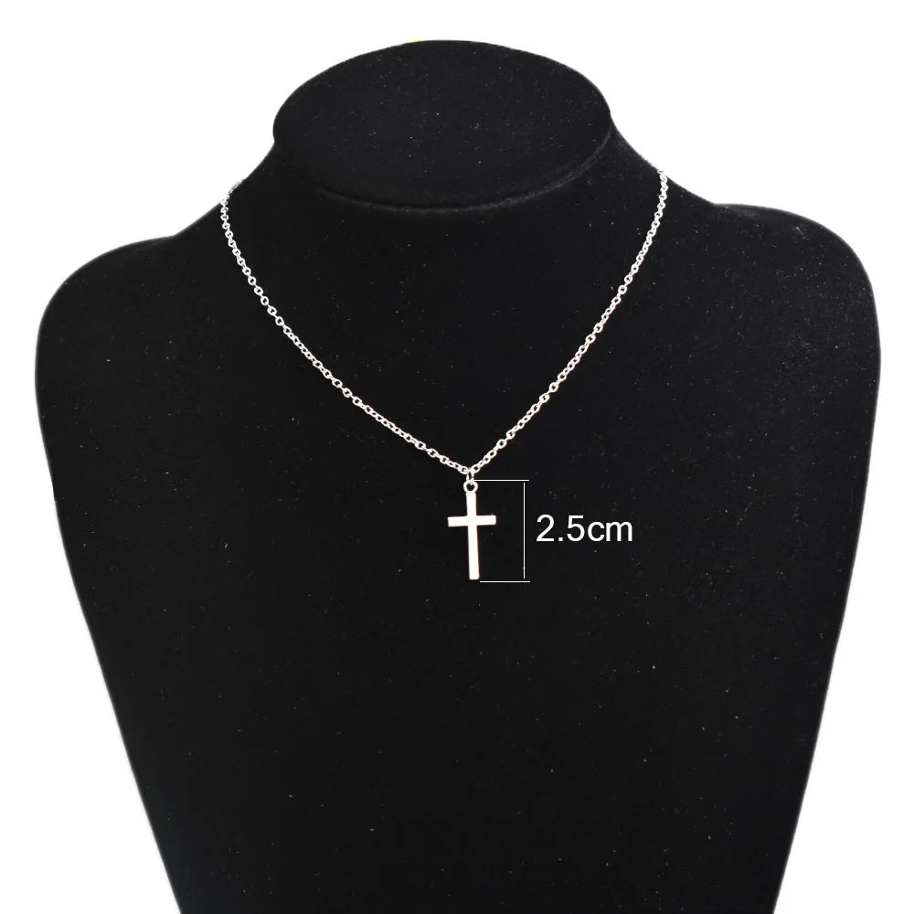 Simple Cross Pendants Necklaces Women Silver Color Chain Choker Necklace Female Bohemian Metal Jewelry bijoux collares