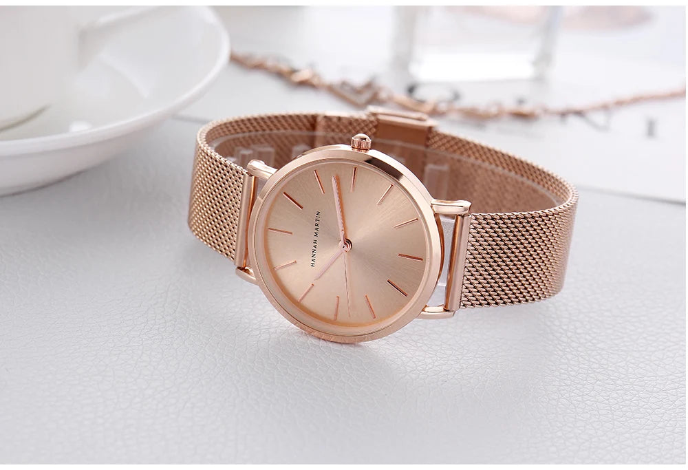 36mm Full Gold New Style Japan Quartz Movement Brand Stainless Steel Mesh Band Simple Design Women's Waterproof Lady Watches