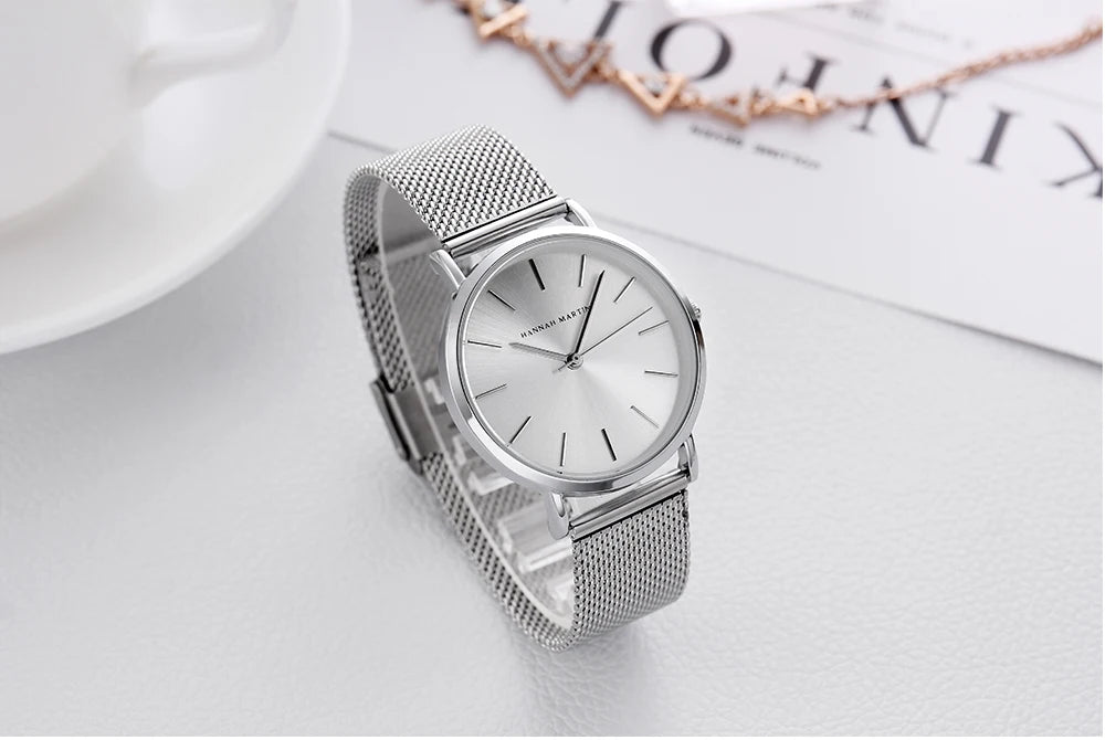 36mm Full Gold New Style Japan Quartz Movement Brand Stainless Steel Mesh Band Simple Design Women's Waterproof Lady Watches