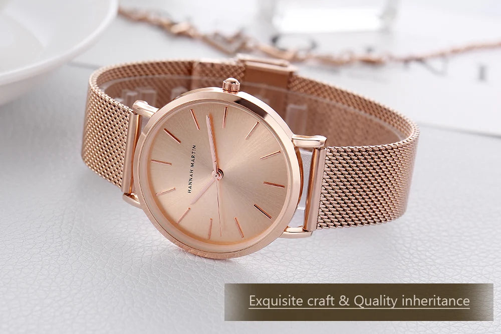 36mm Full Gold New Style Japan Quartz Movement Brand Stainless Steel Mesh Band Simple Design Women's Waterproof Lady Watches