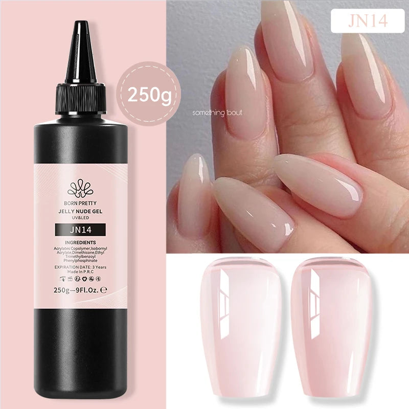 BORN PRETTY Clear 225g Jelly Extension Nail Gel Polish Milky White Camouflage Hard Gel Acrylic Nail Art Vernis Semi Permanent