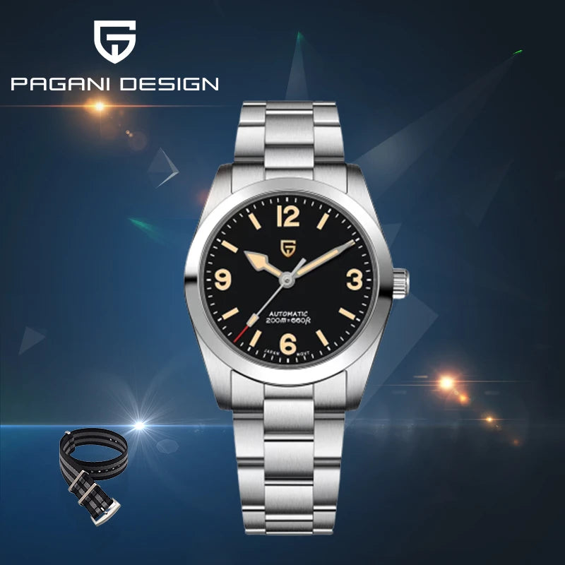 PAGANI DESIGN 2024 New 36MM Men Automatic Mechanical Watches NH35 Sapphire Stainless Steel AR Coating 20Bar Clock Watch for Men