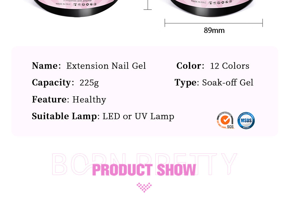 BORN PRETTY Clear 225g Jelly Extension Nail Gel Polish Milky White Camouflage Hard Gel Acrylic Nail Art Vernis Semi Permanent