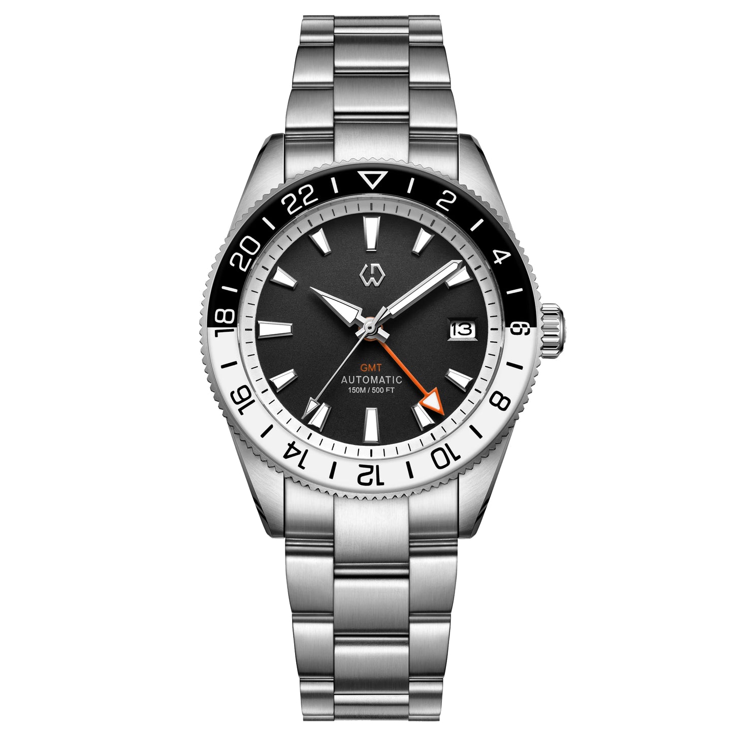 WISHDOIT New NH34 Men's Sports Automatic Mechanical GMT Sapphire Stainless Steel Waterproof 15 ATM With Rubber Strap