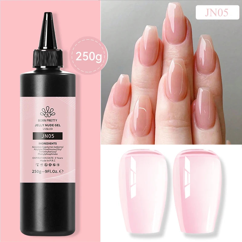 BORN PRETTY Clear 225g Jelly Extension Nail Gel Polish Milky White Camouflage Hard Gel Acrylic Nail Art Vernis Semi Permanent