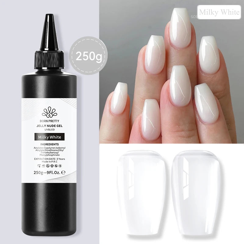 BORN PRETTY Clear 225g Jelly Extension Nail Gel Polish Milky White Camouflage Hard Gel Acrylic Nail Art Vernis Semi Permanent