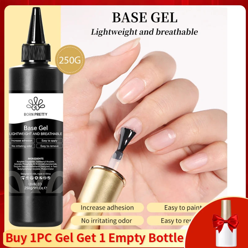 BORN PRETTY 250g 10 IN 1 Glue Gel Nail Polish Keep Nail C Arc Enhanced Nail Art Thickness Rubber Base Gel Super Bright Top Coat