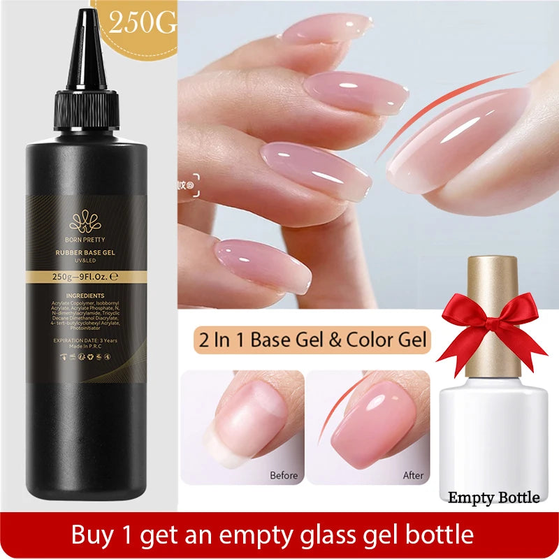 BORN PRETTY 250g 10 IN 1 Glue Gel Nail Polish Keep Nail C Arc Enhanced Nail Art Thickness Rubber Base Gel Super Bright Top Coat