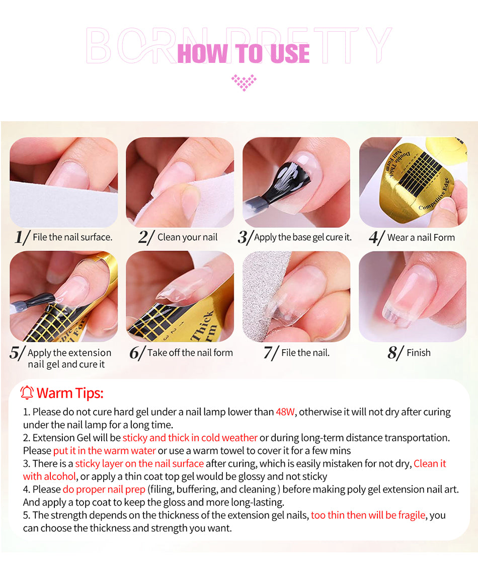 BORN PRETTY Clear 225g Jelly Extension Nail Gel Polish Milky White Camouflage Hard Gel Acrylic Nail Art Vernis Semi Permanent
