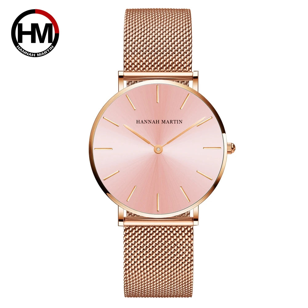 36mm Full Gold New Style Japan Quartz Movement Brand Stainless Steel Mesh Band Simple Design Women's Waterproof Lady Watches