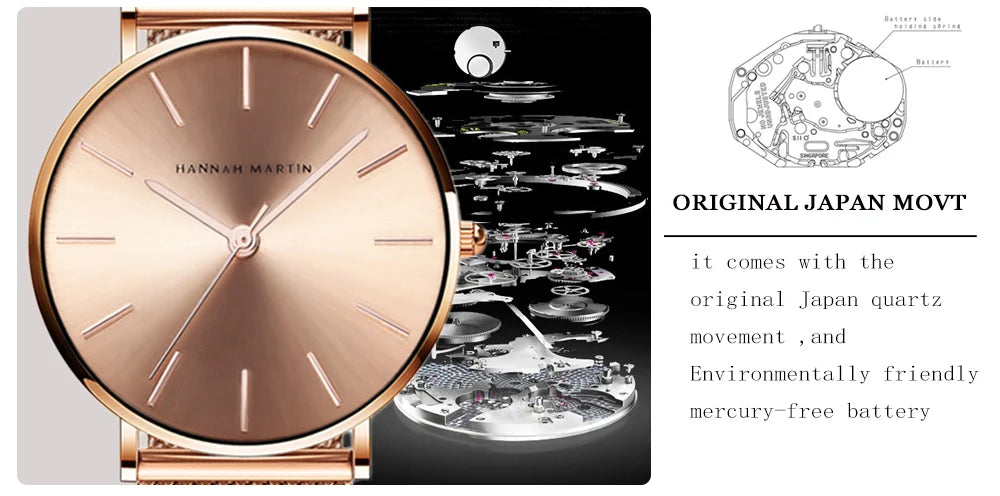 36mm Full Gold New Style Japan Quartz Movement Brand Stainless Steel Mesh Band Simple Design Women's Waterproof Lady Watches
