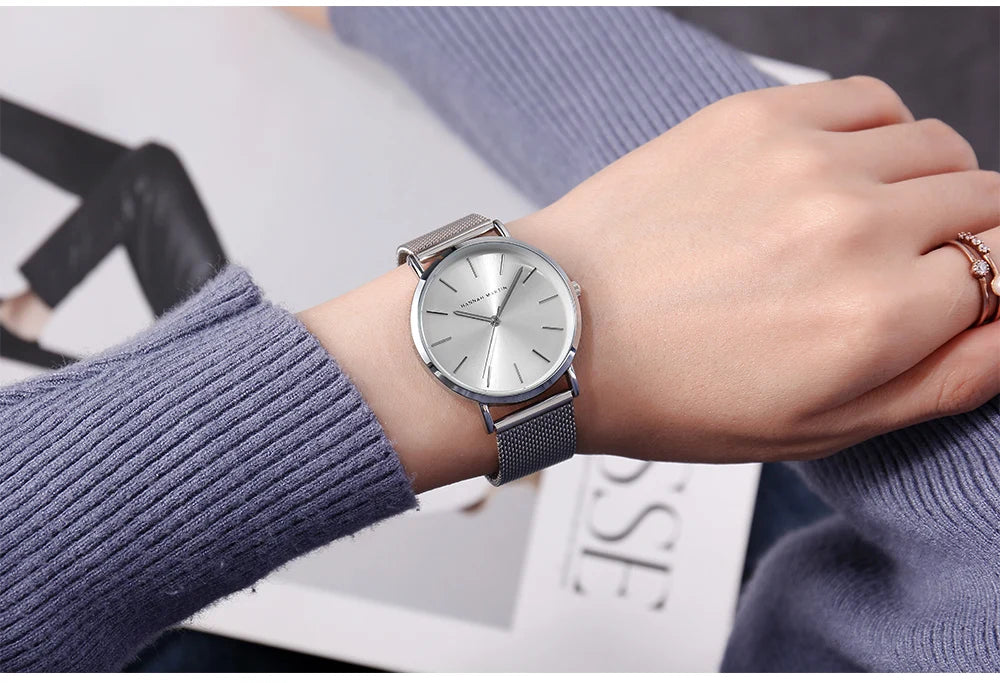 36mm Full Gold New Style Japan Quartz Movement Brand Stainless Steel Mesh Band Simple Design Women's Waterproof Lady Watches