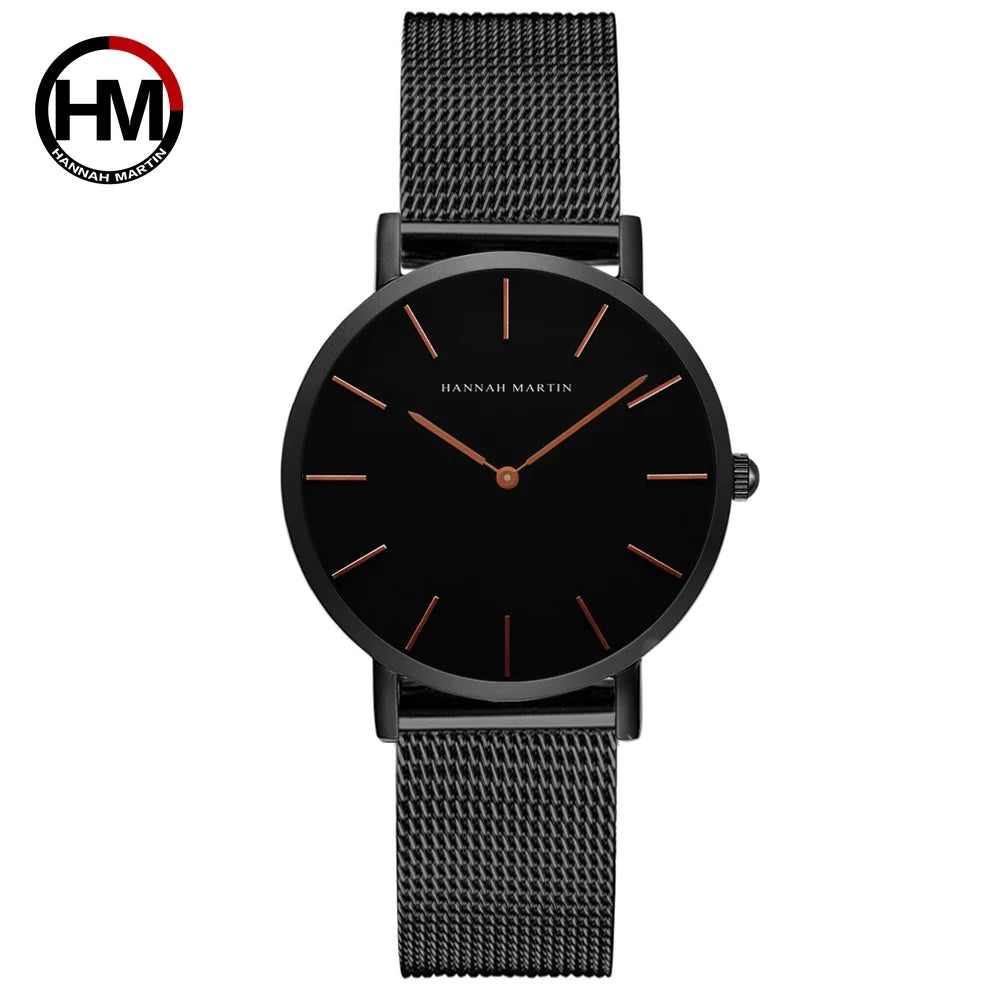 36mm Full Gold New Style Japan Quartz Movement Brand Stainless Steel Mesh Band Simple Design Women's Waterproof Lady Watches