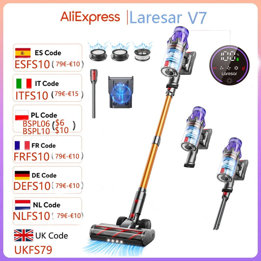 Laresar V7 500W 50000PA Suction Power Cordless Vacuum Cleaner Handheld smart Home appliance Removable Battery Dust Cup