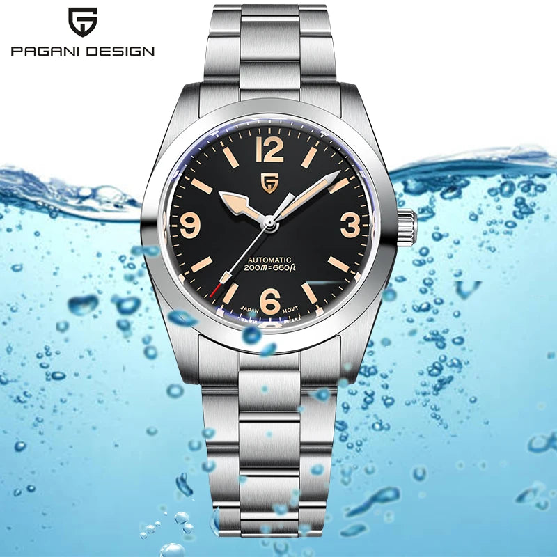 PAGANI DESIGN 2024 New 36MM Men Automatic Mechanical Watches NH35 Sapphire Stainless Steel AR Coating 20Bar Clock Watch for Men