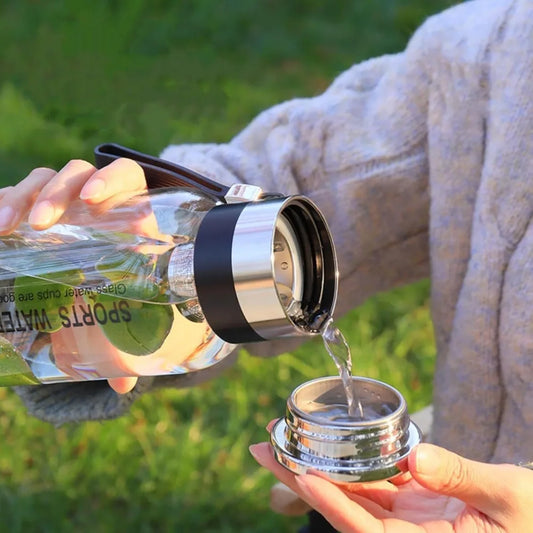 Glass Teapot 33Oz with Filter and SleeveLeak-proof and ReusableTeapot Water Bottle1000ml BPA Free Portable Transparent Water Cup