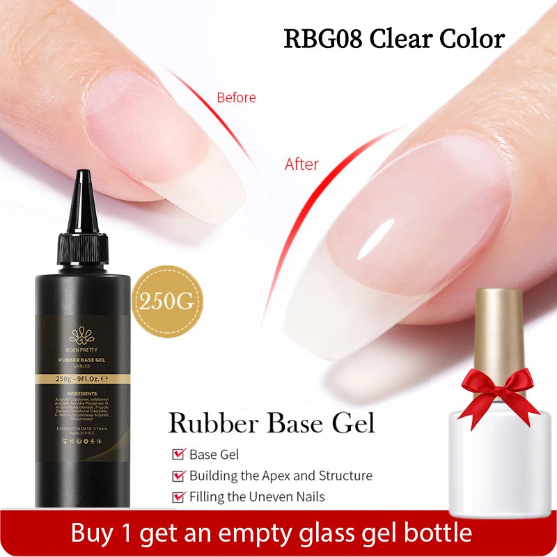 BORN PRETTY 250g 10 IN 1 Glue Gel Nail Polish Keep Nail C Arc Enhanced Nail Art Thickness Rubber Base Gel Super Bright Top Coat