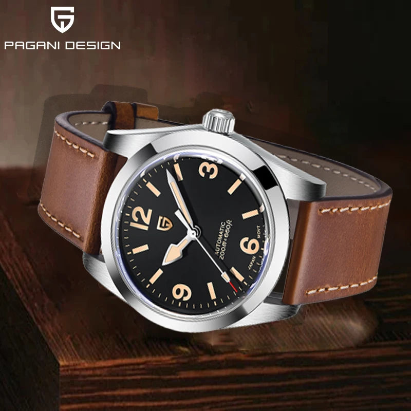 PAGANI DESIGN 2024 New 36MM Men Automatic Mechanical Watches NH35 Sapphire Stainless Steel AR Coating 20Bar Clock Watch for Men