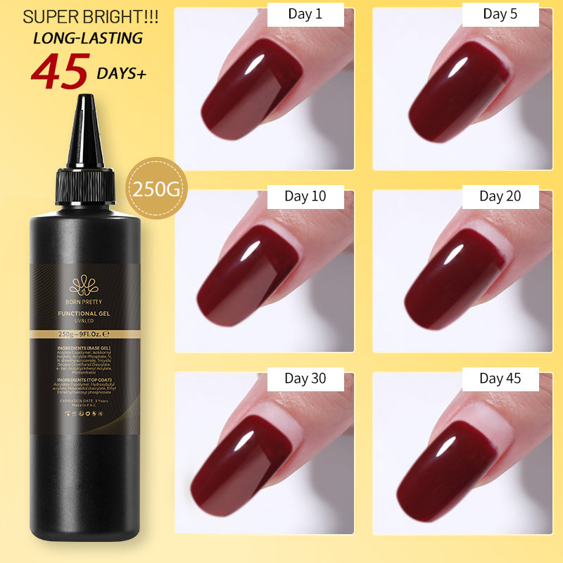 BORN PRETTY 250g 10 IN 1 Glue Gel Nail Polish Keep Nail C Arc Enhanced Nail Art Thickness Rubber Base Gel Super Bright Top Coat