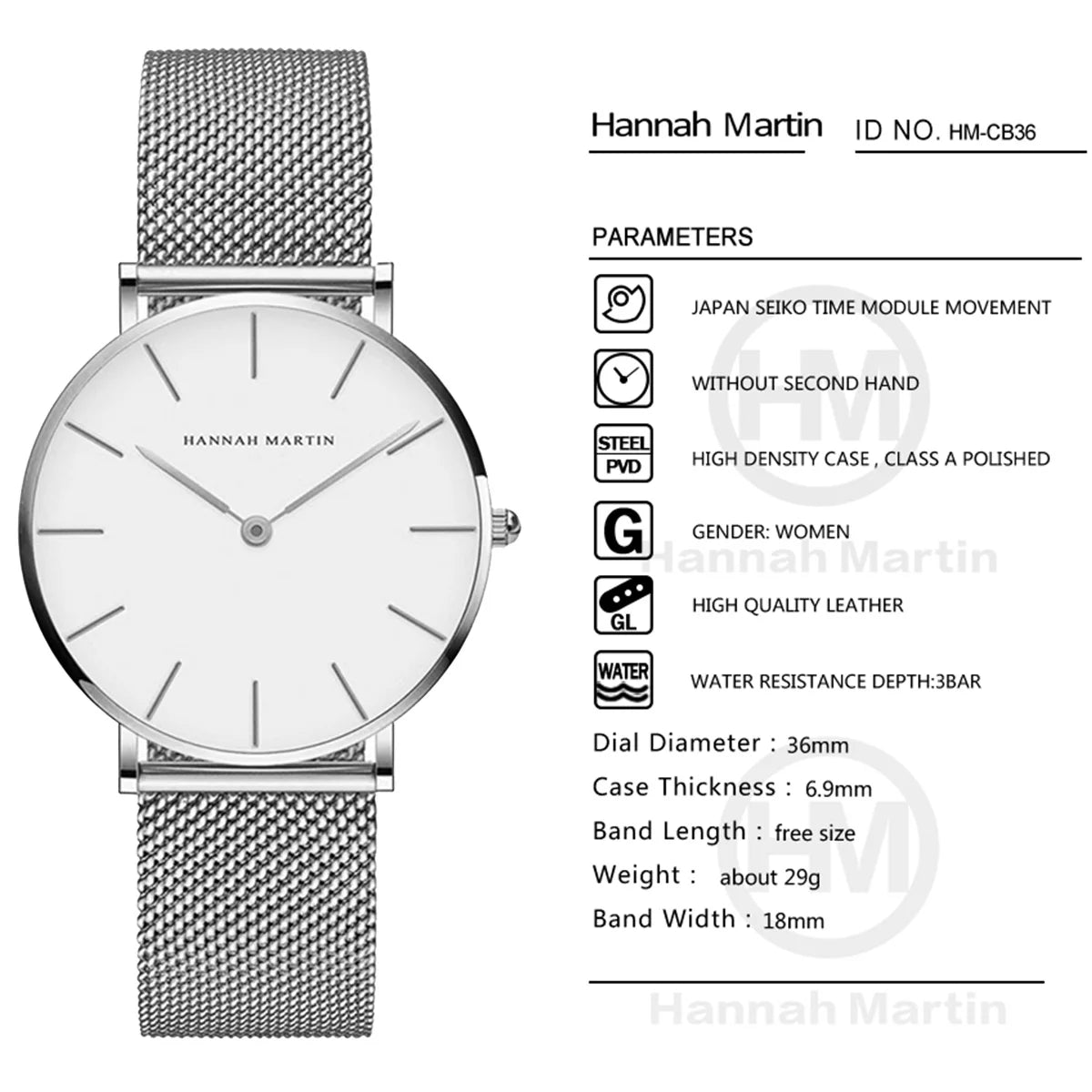 36mm Full Gold New Style Japan Quartz Movement Brand Stainless Steel Mesh Band Simple Design Women's Waterproof Lady Watches